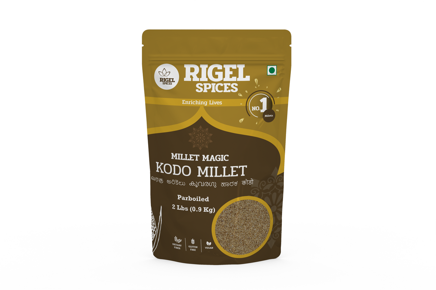 Rigel Spices Kodo Millet | 1Kg resealable pack | Varagu | Non GMO | Gluten Free | Rich in fiber