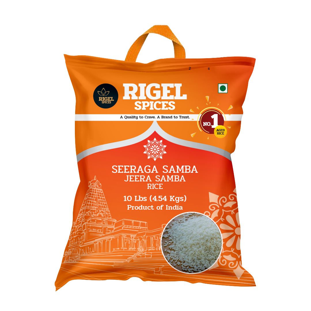 Rigel Spices Premium Seeraga Samba Rice - Aromatic Aged Short-Grain Rice, 2Kg | Authentic South Indian Rice for Biryani & Flavorful Meals | Perfect for Special Recipes & Daily Cooking