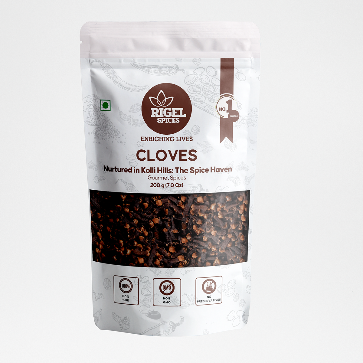 Rigel Spices Natural Premium Whole Cloves For Indian Cooking 50Gm | Laung Whole Spices | Fresh & Pure Whole Laung | Aromatic & Flavourful Lavangam