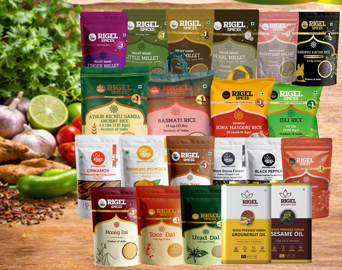 Family Value Medium Grocery Bundle – Rice, Pulses, Millets & Cooking Essentials