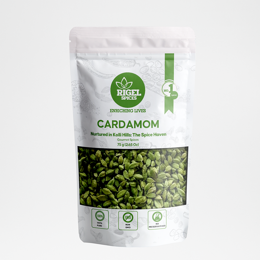 Rigel Spices Cardamom Pods (75g) of Pure Culinary Magic Harvested in the Mystic Kolli Hills
