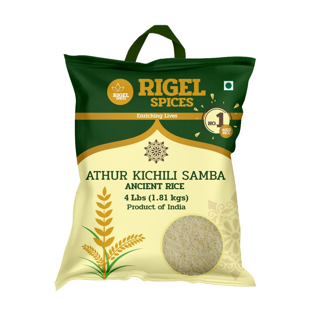 Rigel Spices | Athur Kichili Samba Rice (2Kg) | Aged 12+ Months | Gluten Free | Ancient Rice from India