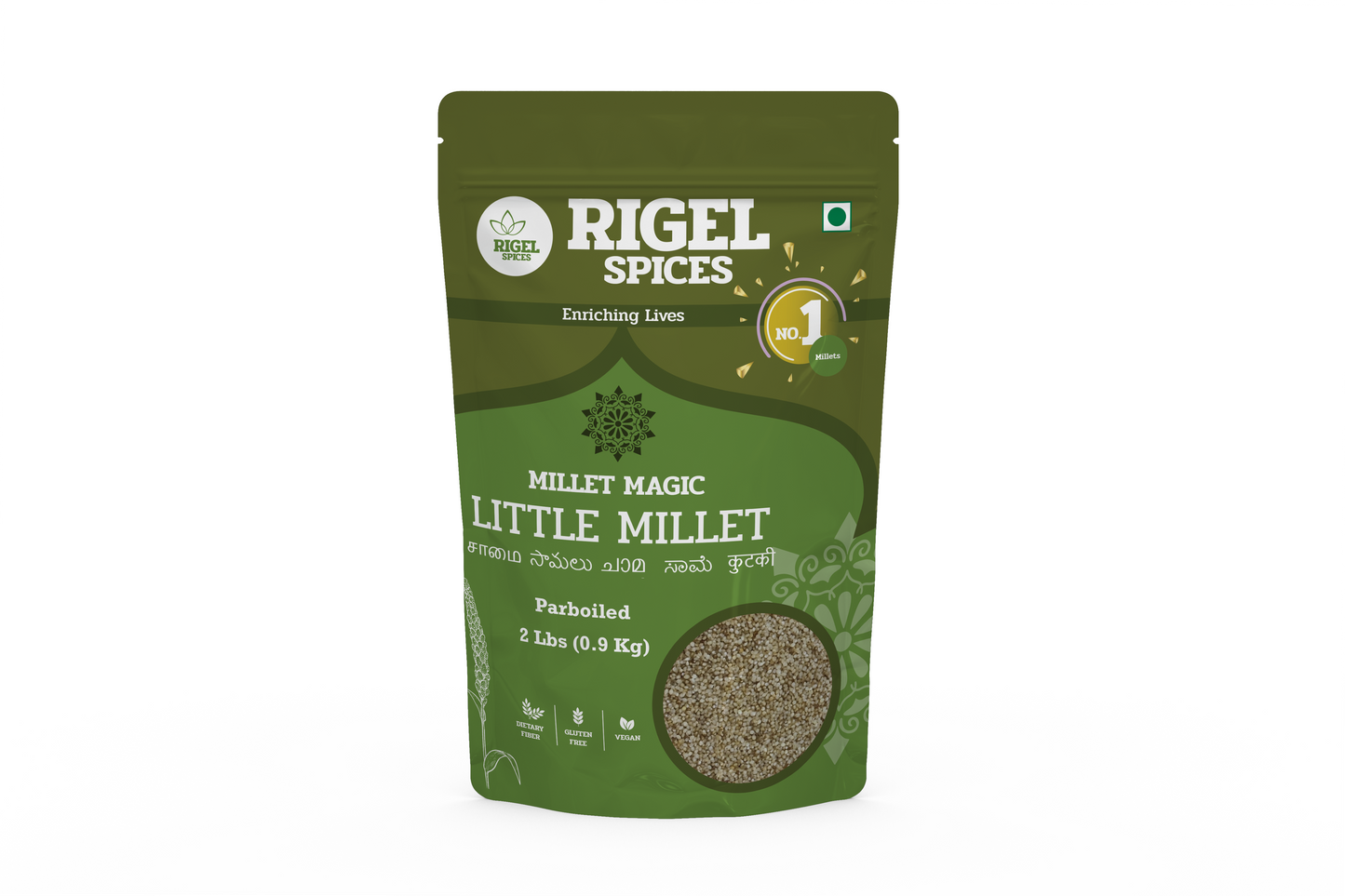 Rigel Spices Little Millet  | 1kg resealable pack | Samai | Non GMO | Gluten Free | Rich in fiber