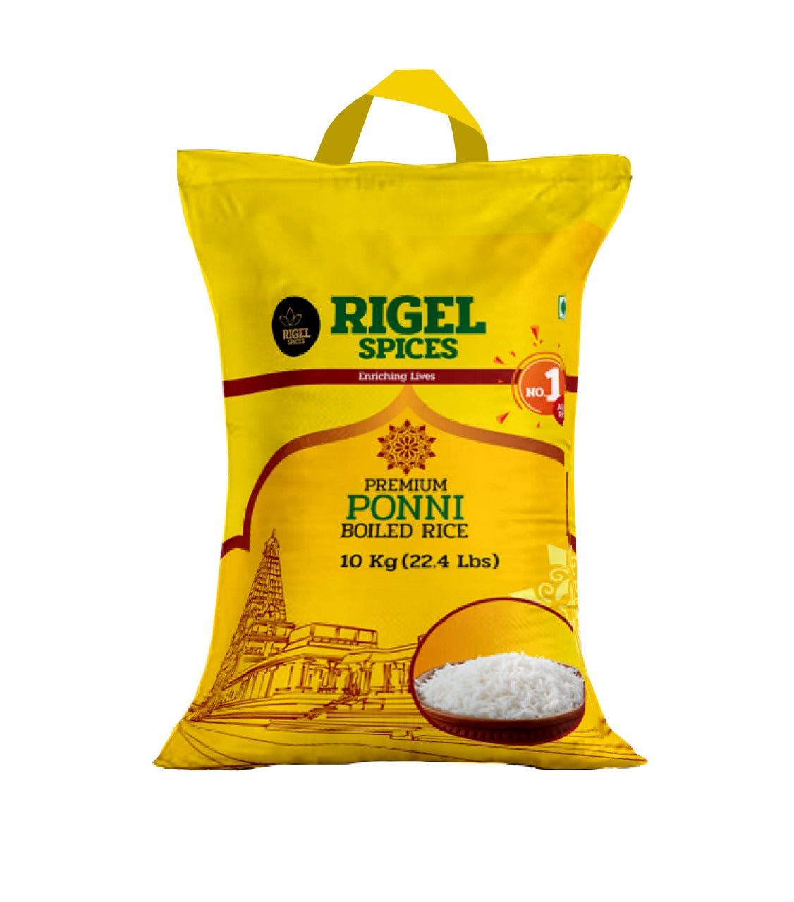 Rigel Spices Premium Ponni Boiled Rice - Aged No.1 Rice 10kg | Authentic South Indian Parboiled Rice for Fluffy & Nutritious Meals | Ideal for Daily Cooking and Special