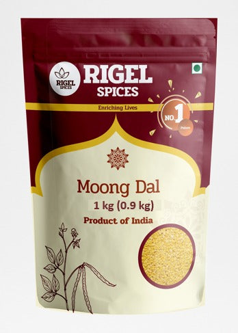 Rigel Spices | Moong dal (1Kg) | Split and Nutrient-Packed | Protein-Rich Elegance | Quick-Cooking Nourishment