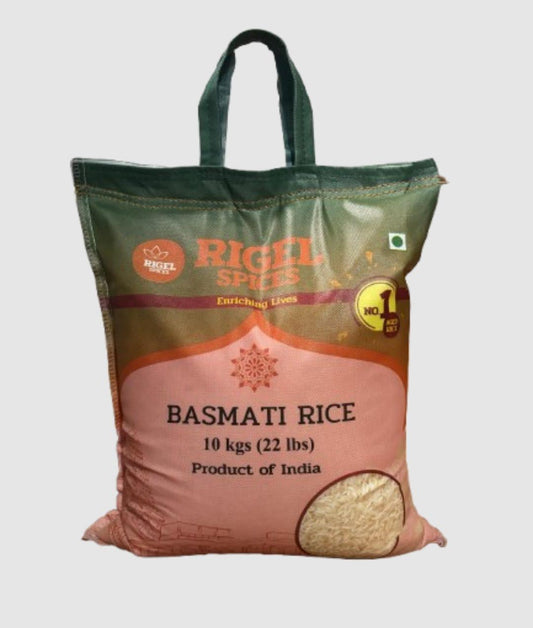 Rigel Spices Basmati Rice - 10 kg | Authentic Long-Grain Fragrant Rice for Fluffy & Aromatic Meals | Ideal for Biryani, Pulao, and Special Occasions