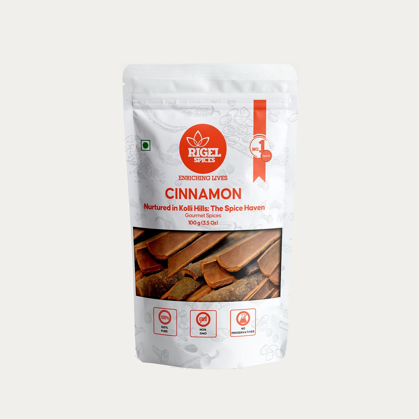 Rigel Spices Cinnamon Sticks 100g | Whole Dalchini Sticks, Fresh & Healthy Indian Aromatic Spices & Masalas for All Foods | Everyday Cooking Essentials, Heart of Kolli Hills of India