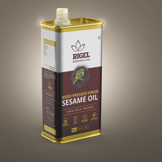 Rigel Spices | Naturally Milled Cold Pressed Sesame Oil in a Eco-Friendly Tin (5L Tin) | No Preservatives